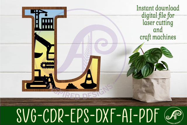 Construction Large L wall Letter 3 layer sign SVG APInspireddesigns 