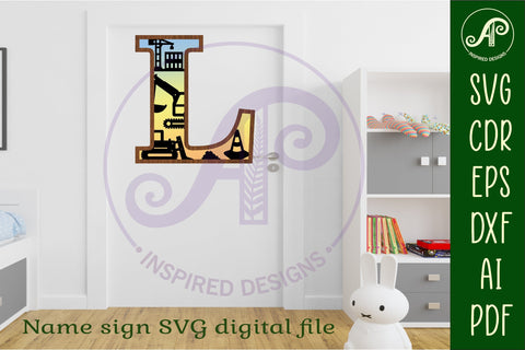 Construction Large L wall Letter 3 layer sign SVG APInspireddesigns 