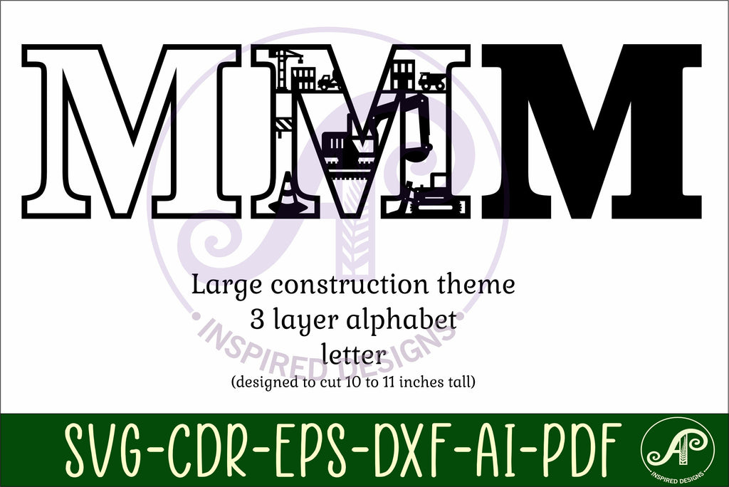 Construction Large M wall Letter 3 layer sign - So Fontsy