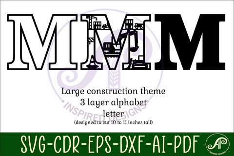 Construction Large M wall Letter 3 layer sign SVG APInspireddesigns 