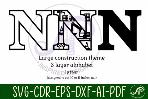 Construction Large N wall Letter 3 layer sign SVG APInspireddesigns 