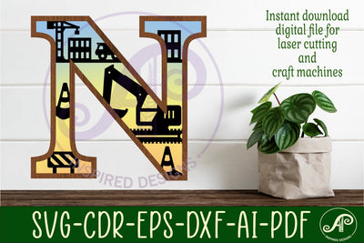 Construction Large N wall Letter 3 layer sign SVG APInspireddesigns 