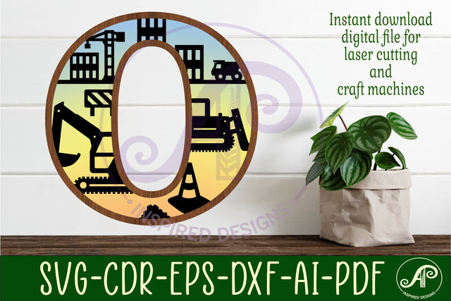 Construction Large O wall Letter 3 layer sign SVG APInspireddesigns 
