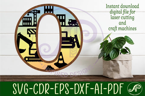 Construction Large O wall Letter 3 layer sign SVG APInspireddesigns 