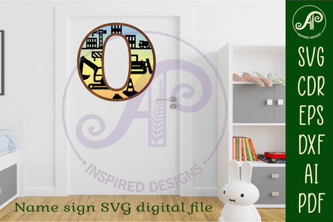 Construction Large O wall Letter 3 layer sign SVG APInspireddesigns 