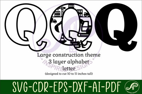 Construction Large Q wall Letter 3 layer sign SVG APInspireddesigns 