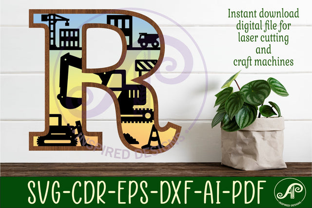 Construction Large R wall Letter 3 layer sign SVG APInspireddesigns 