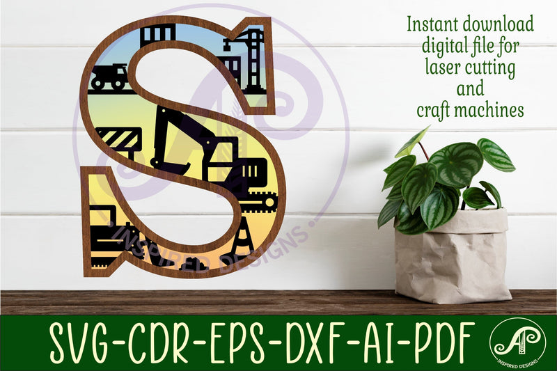 Construction Large S wall Letter 3 layer sign SVG APInspireddesigns 