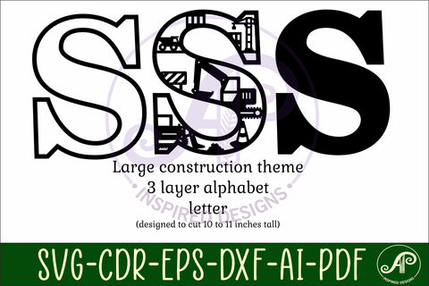 Construction Large S wall Letter 3 layer sign SVG APInspireddesigns 