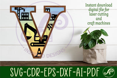 Construction Large V wall Letter 3 layer sign SVG APInspireddesigns 