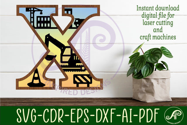 Construction Large X wall Letter 3 layer sign SVG APInspireddesigns 