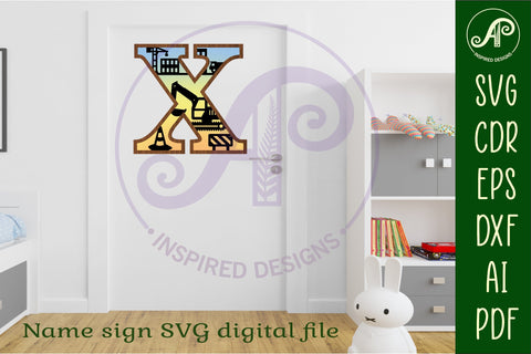 Construction Large X wall Letter 3 layer sign SVG APInspireddesigns 