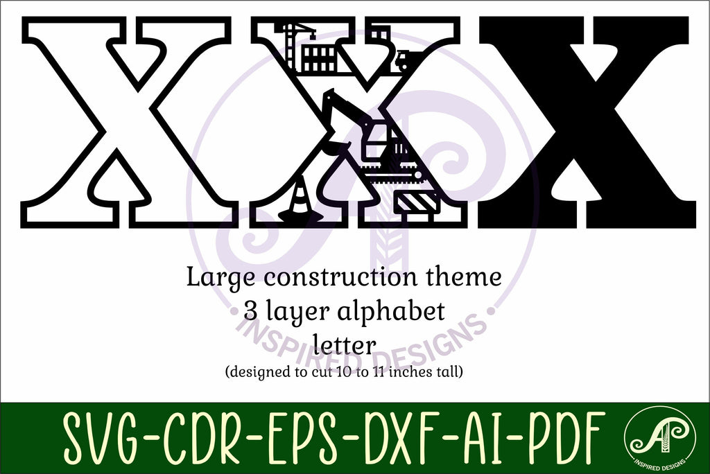 Construction Large X wall Letter 3 layer sign - So Fontsy