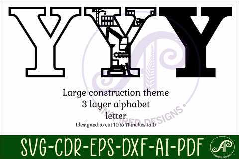 Construction Large Y wall Letter 3 layer sign SVG APInspireddesigns 