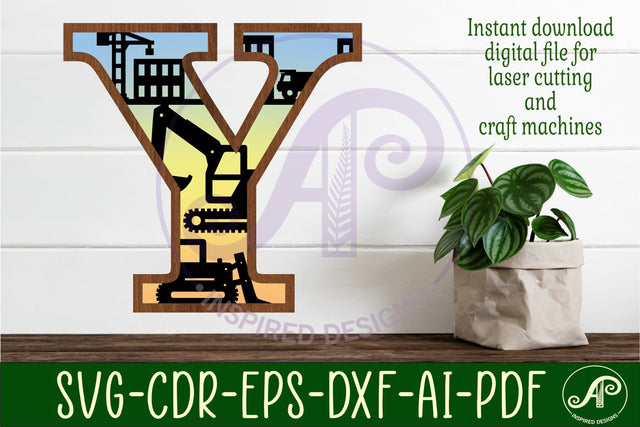 Construction Large Y wall Letter 3 layer sign SVG APInspireddesigns 