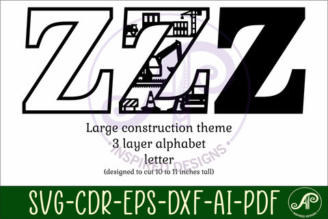 Construction Large Z wall Letter 3 layer sign SVG APInspireddesigns 