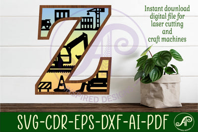 Construction Large Z wall Letter 3 layer sign SVG APInspireddesigns 