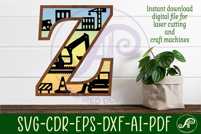 Construction Large Z wall Letter 3 layer sign SVG APInspireddesigns 