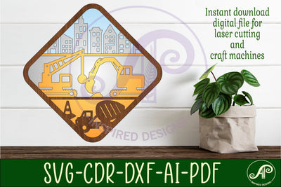 Construction layered wall sign svg laser cut file SVG APInspireddesigns 