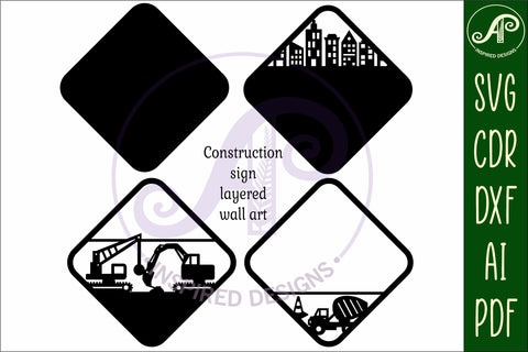 Construction layered wall sign svg laser cut file SVG APInspireddesigns 