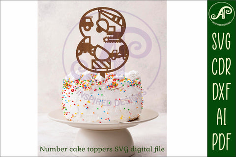 Construction number cake toppers SVG cut files SVG APInspireddesigns 