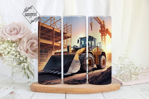 Construction Scene 20oz Tumbler Wrap Sublimation sassyprint 