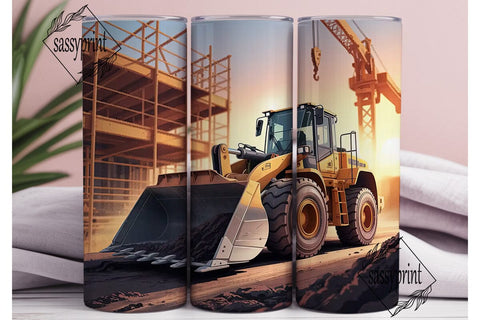 Construction Scene 20oz Tumbler Wrap Sublimation sassyprint 