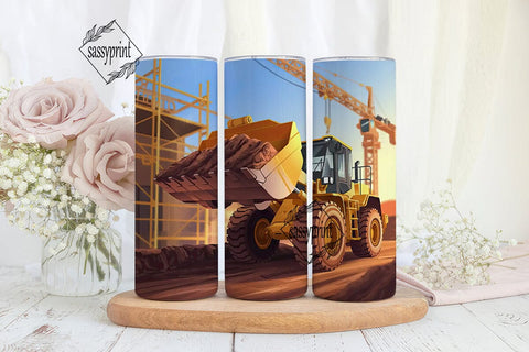 Construction Scene 20oz Tumbler Wrap Sublimation sassyprint 