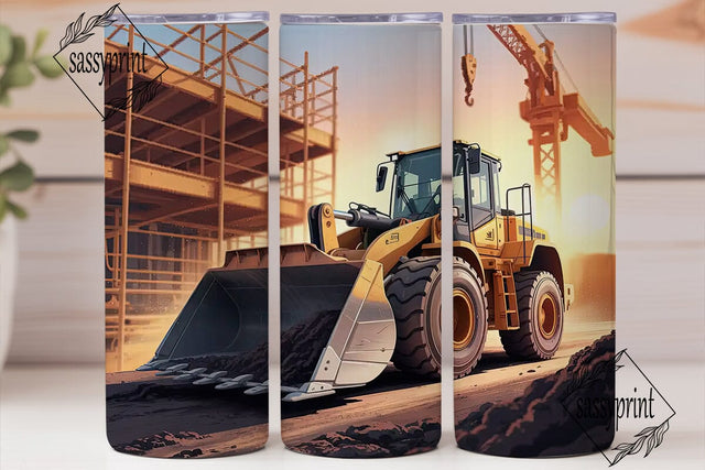 Construction Scene 20oz Tumbler Wrap Sublimation sassyprint 