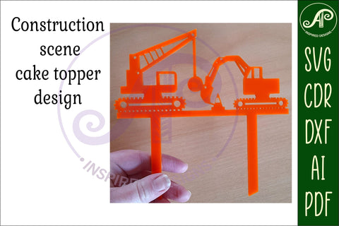 Construction scene cake topper SVG laser cut SVG APInspireddesigns 