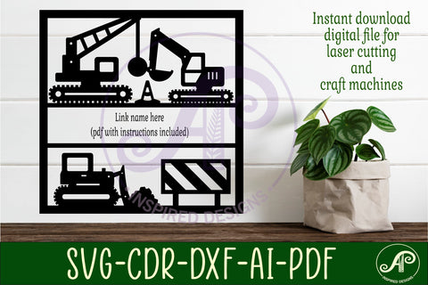 Construction scene name wall art sign or card SVG APInspireddesigns 