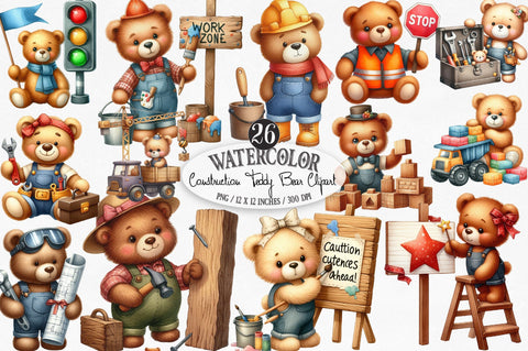 Construction Teddy Bear Bundle Sublimation SVGista 