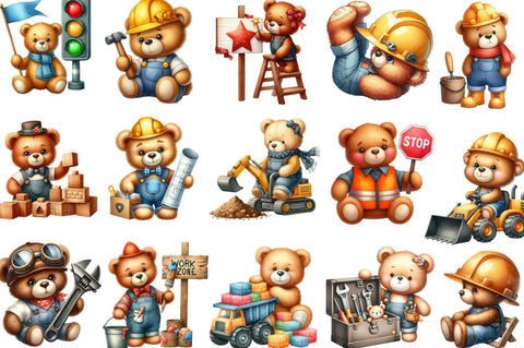 Construction Teddy Bear Bundle Sublimation SVGista 