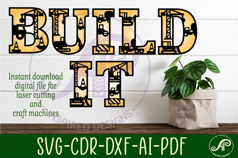 Construction theme alphabet set. 2 layer 48 letters. SVG APInspireddesigns 