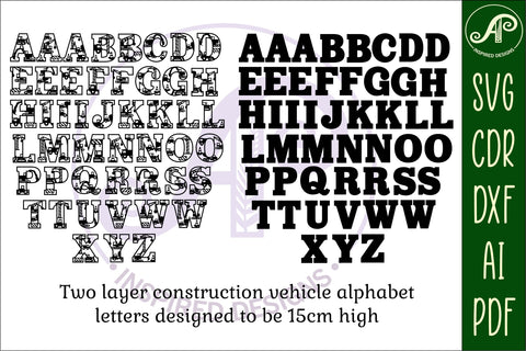Construction theme alphabet set. 2 layer 48 letters. SVG APInspireddesigns 