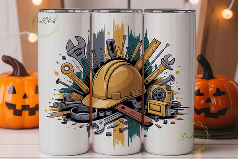 Construction Tools Tumbler Wrap Sublimation PixelChick 