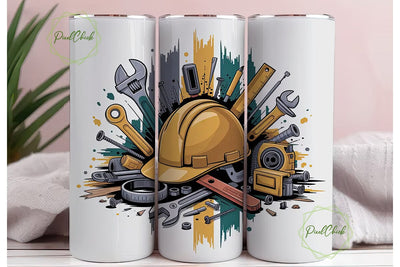 Construction Tools Tumbler Wrap Sublimation PixelChick 