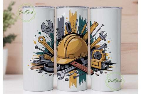 Construction Tools Tumbler Wrap Sublimation PixelChick 