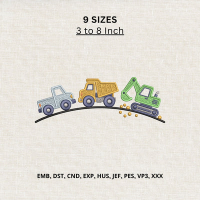 Construction Trucks Machine Embroidery Design – Dump Truck Excavator Digger Embroidery File Embroidery/Applique DESIGNS PatternFeed8 