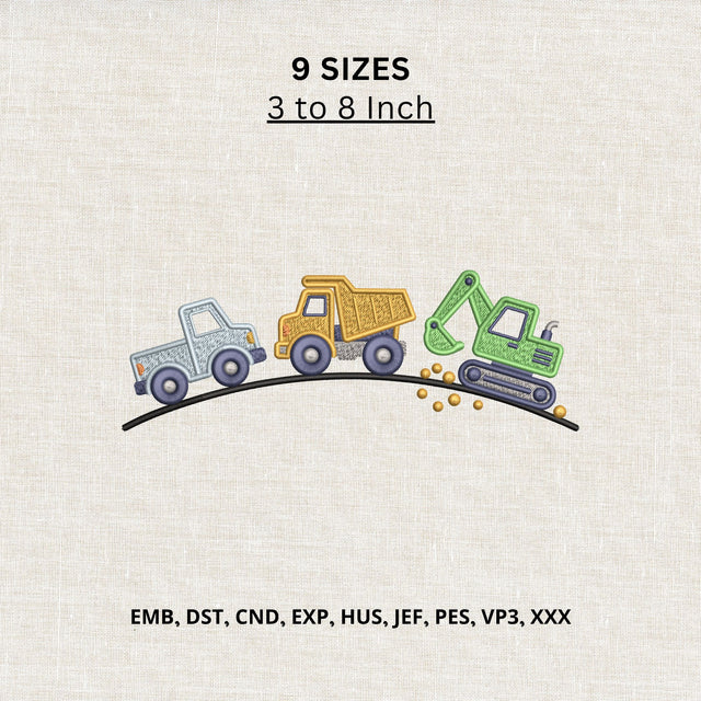 Construction Trucks Machine Embroidery Design – Dump Truck Excavator Digger Embroidery File Embroidery/Applique DESIGNS PatternFeed8 