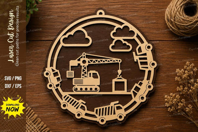 Construction Vehicle Circle Laser Cut SVG Design SVG Regulrcrative 