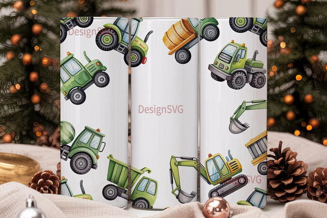 Construction Vehicles 20oz Tumbler Wrap Sublimation DesignSVG 