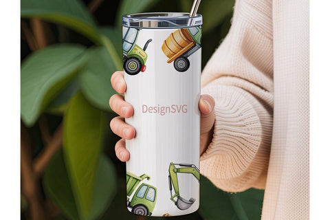 Construction Vehicles 20oz Tumbler Wrap Sublimation DesignSVG 