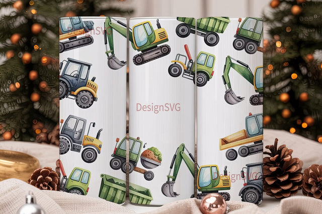 Construction Vehicles 20oz Tumbler Wrap Sublimation DesignSVG 