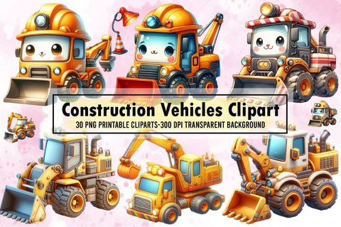 Construction Vehicles Clipart Png Bundle Sublimation designartist 