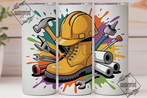 Construction Work Boots Tumbler Wrap Sublimation sassyprint 