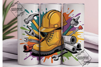Construction Work Boots Tumbler Wrap Sublimation sassyprint 