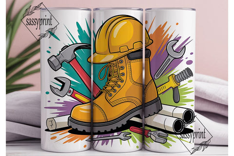 Construction Work Boots Tumbler Wrap Sublimation sassyprint 