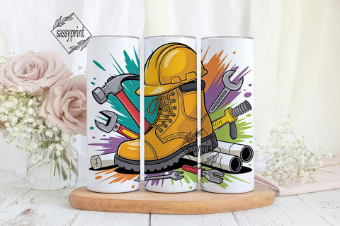Construction Work Boots Tumbler Wrap Sublimation sassyprint 