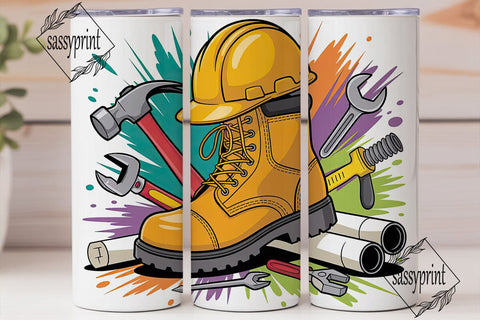 Construction Work Boots Tumbler Wrap Sublimation sassyprint 